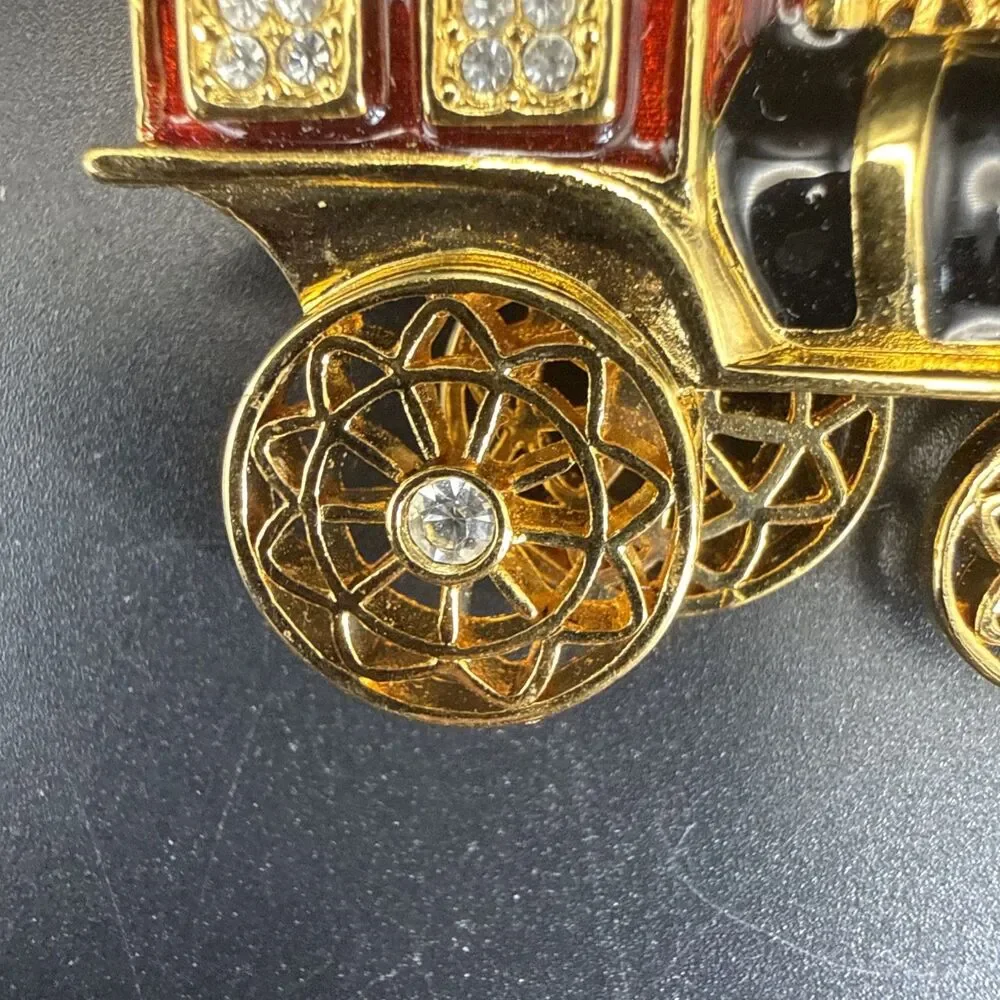 VINTAGE Avon Smithsonian Enamel Rhinestone Accent Train Pin Brooch